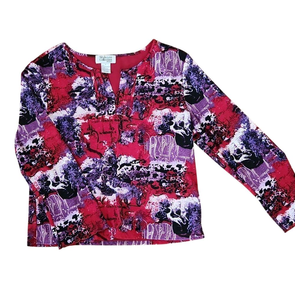 Style & Co. Collection women's petite large red and purple animal print …